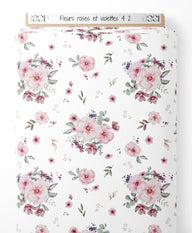 Tissu - Fleurs roses et violettes 4 2
