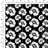 Tissu - Fleurs blanches sur noir