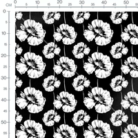 Tissu - Fleurs blanches sur noir