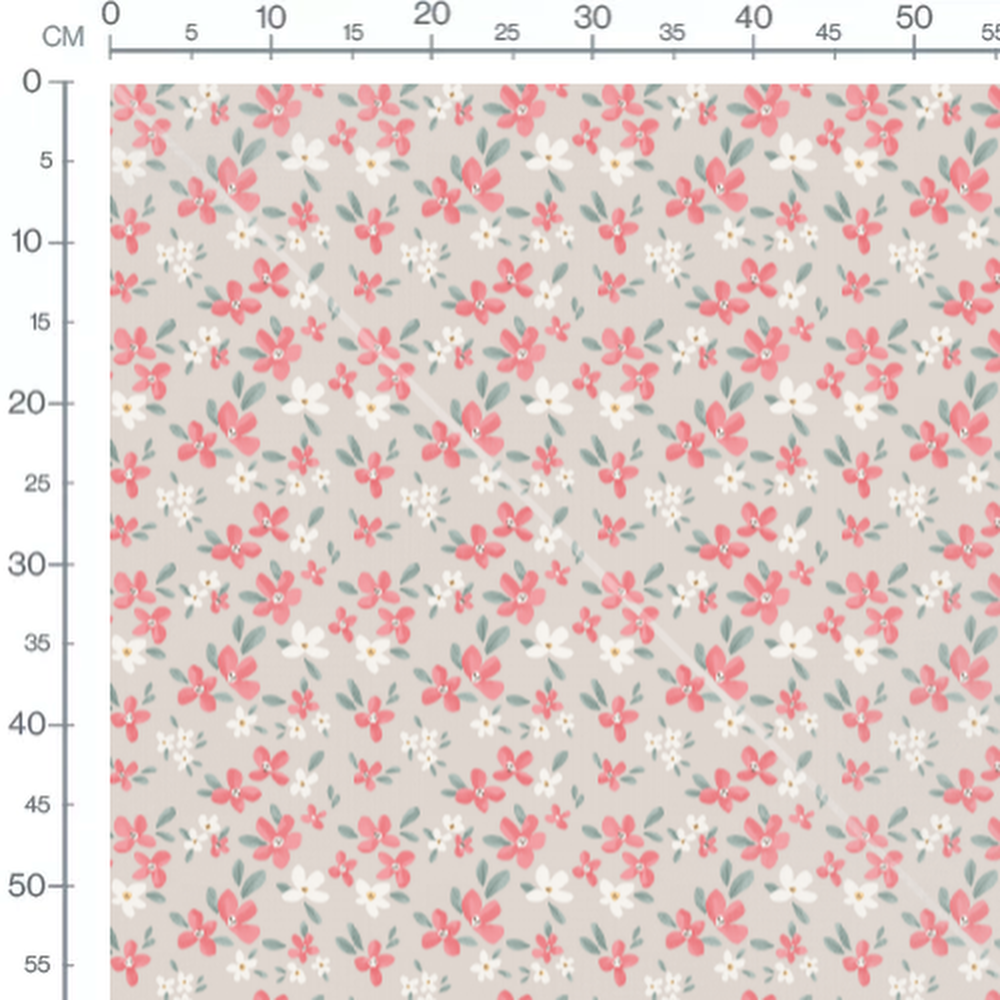 Tissu - Fleurs sur beige avec détails