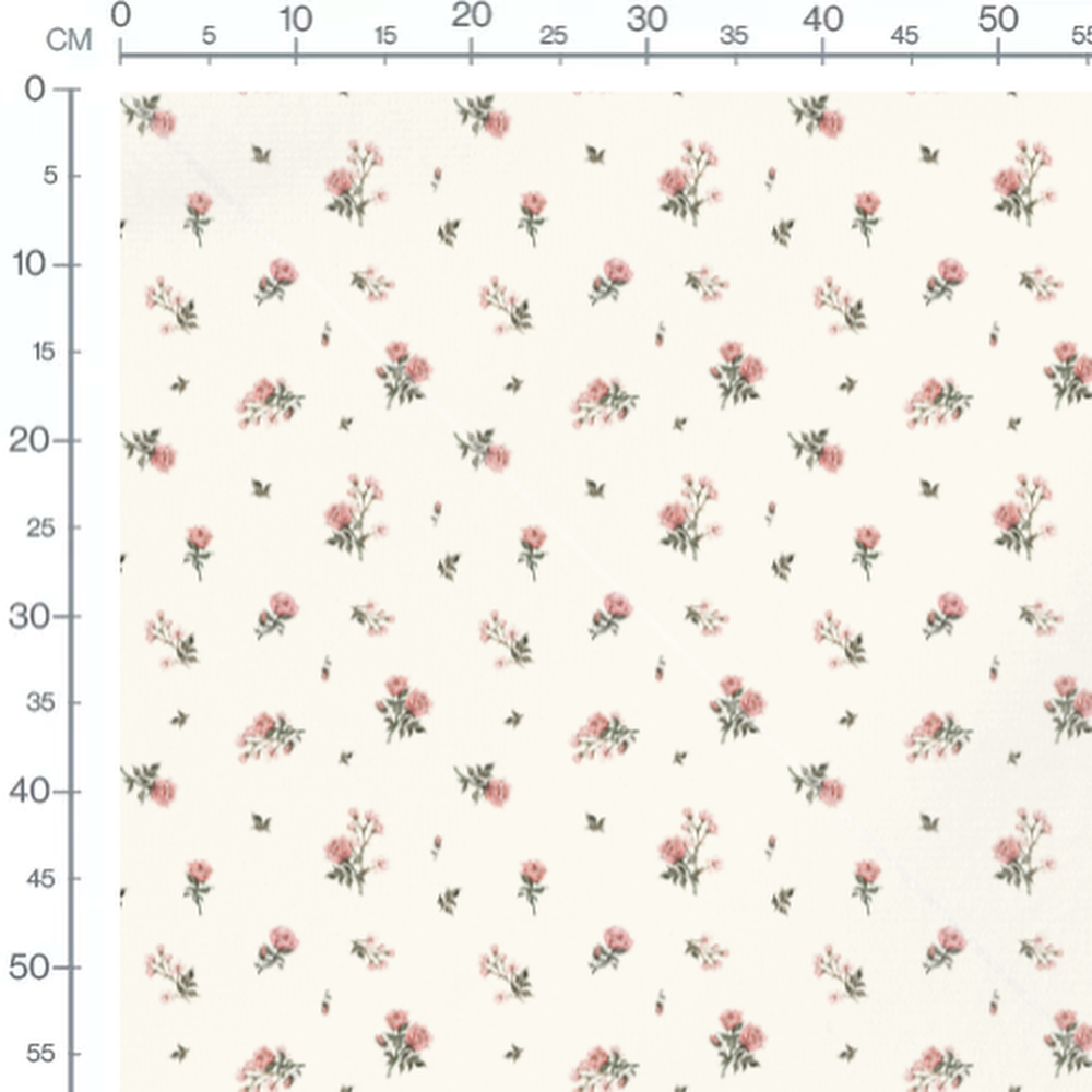 Tissu - Roses roses sur fond crème 3