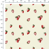 Tissu - Fraises rouges sur fond crème