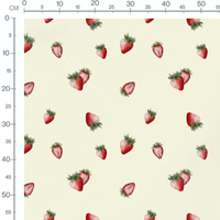 Tissu - Fraises rouges sur fond crème