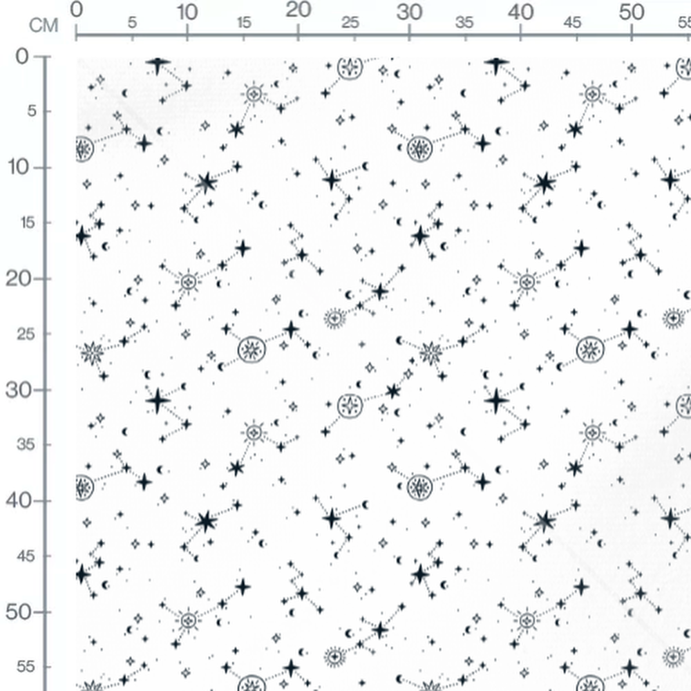 Tissu - Étoiles et lunes noires