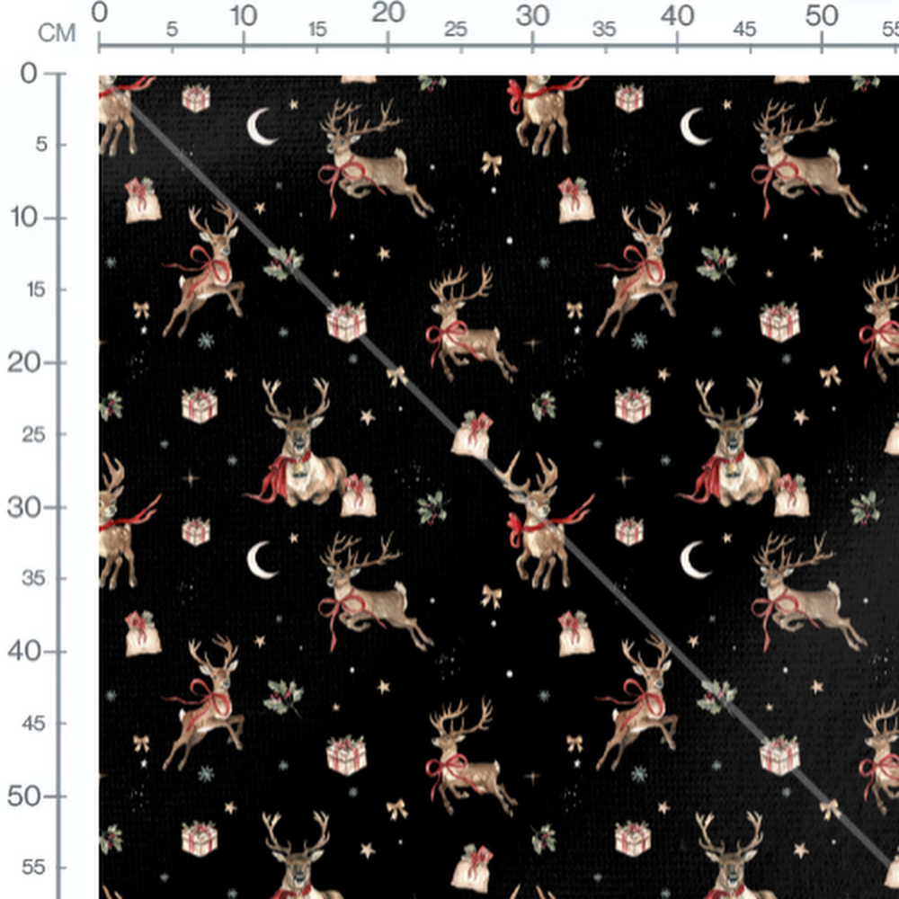 Tissu - Rennes bruns et cadeaux festifs