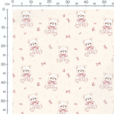 Tissu - Oursons crème et papillons