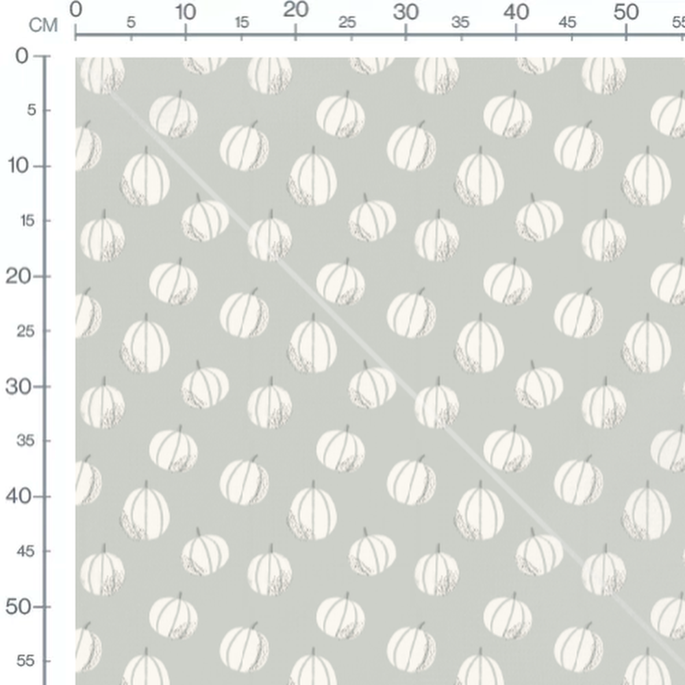 Tissu - Citrouilles blanches sur gris