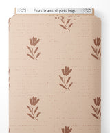 Tissu - Fleurs brunes et points beige