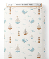 Tissu - Baleines et bateaux marins