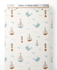 Tissu - Baleines et bateaux marins