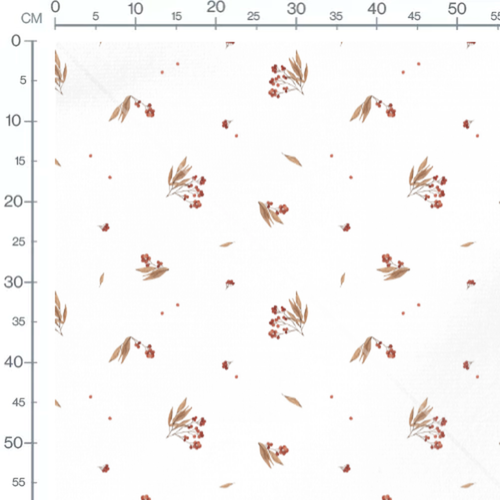 Tissu - Baies rouges et feuilles délicates