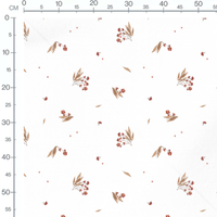 Tissu - Baies rouges et feuilles délicates