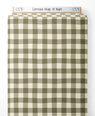 Tissu - Carreaux beige et taupe