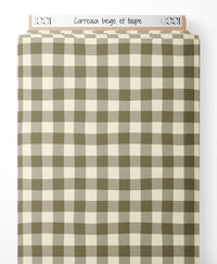 Tissu - Carreaux beige et taupe