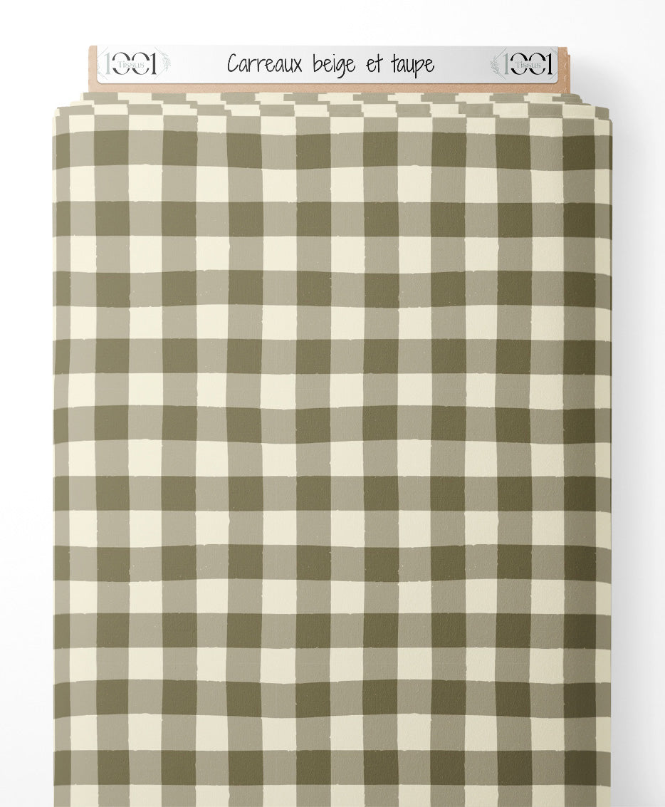 Tissu - Carreaux beige et taupe