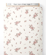 Tissu - Fleurs roses et baies rouges 3