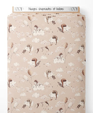 Tissu - Nuages chapeautés et ballons