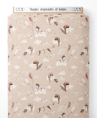 Tissu - Nuages chapeautés et ballons