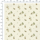 Tissu - Avocats souriants et feuilles