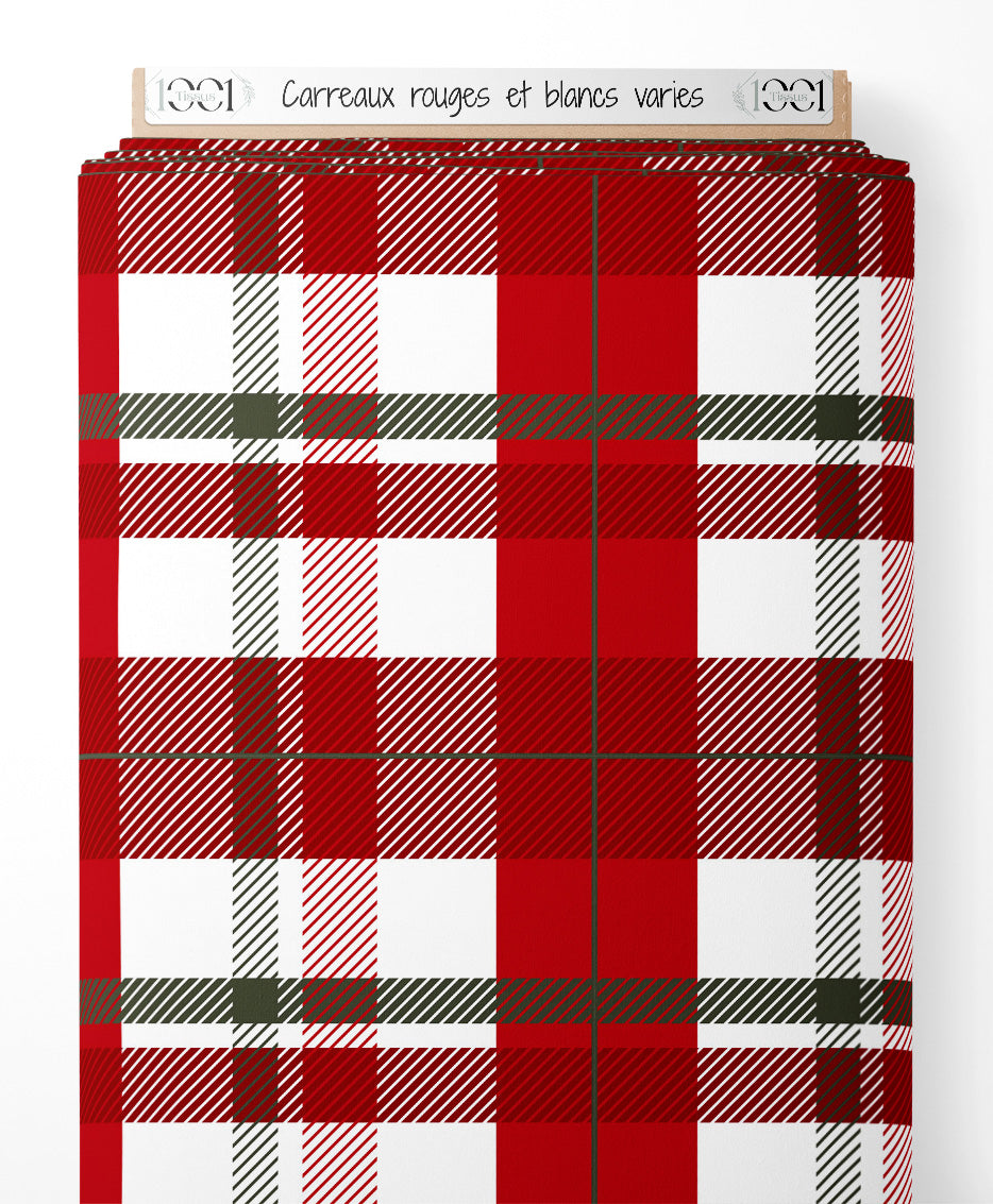 Tissu - Carreaux rouges et blancs variés