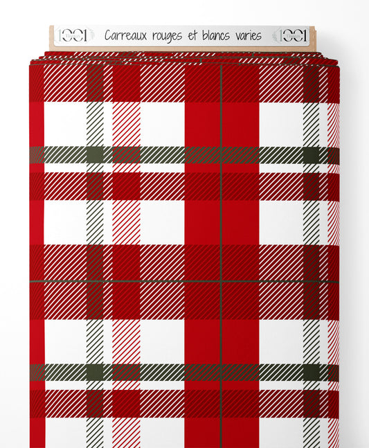 Tissu - Carreaux rouges et blancs variés