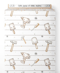 Tissu - Outils joyeux et étoiles neutres