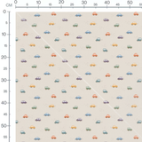 Tissu - Voitures multicolores sur fond