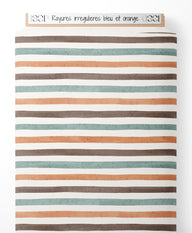 Tissu - Rayures irrégulières bleu et orange