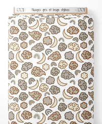 Tissu - Nuages gris et beige stylisés