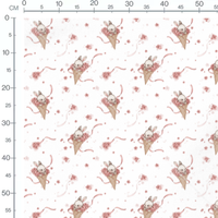 Tissu - Lapins dans cornets fleuris