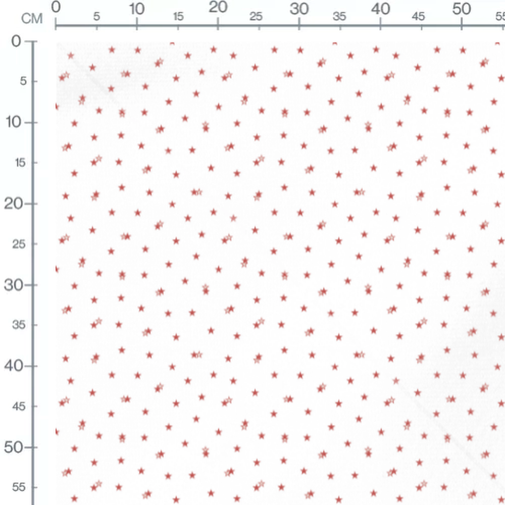 Tissu - Étoiles rouges sur fond blanc