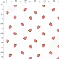 Tissu - Fraises roses sur blanc