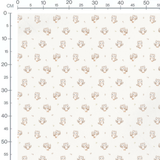 Tissu - Chouettes beige sur fond blanc