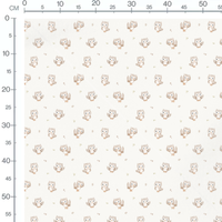 Tissu - Chouettes beige sur fond blanc