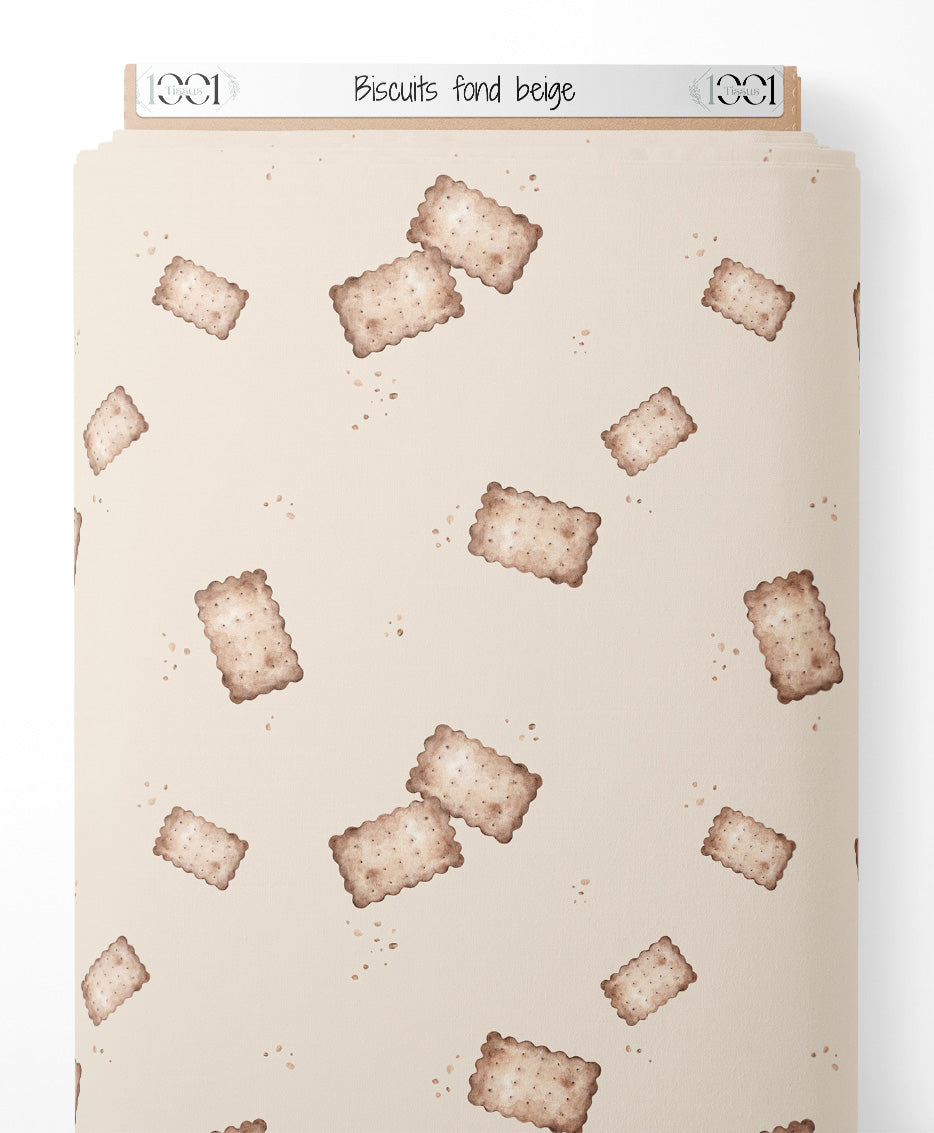 Tissu - Biscuits sur fond beige