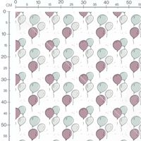 Tissu - Ballons pastel sur fond blanc