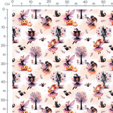 Tissu - Fées et citrouilles Halloween