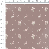 Tissu - Bouquets roses sur fond taupe