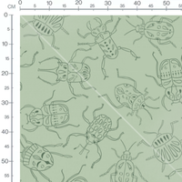 Tissu - Insectes verts stylisés