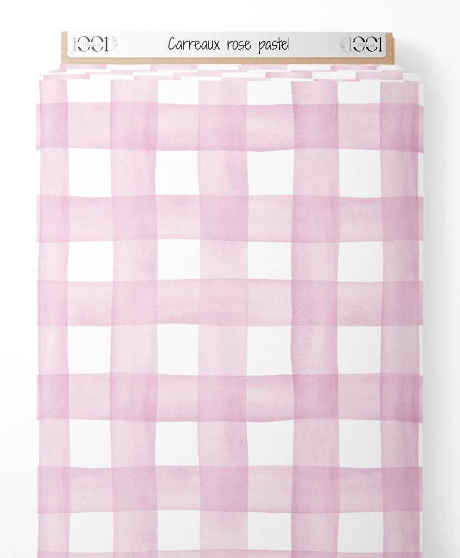 Tissu - Carreaux rose pastel