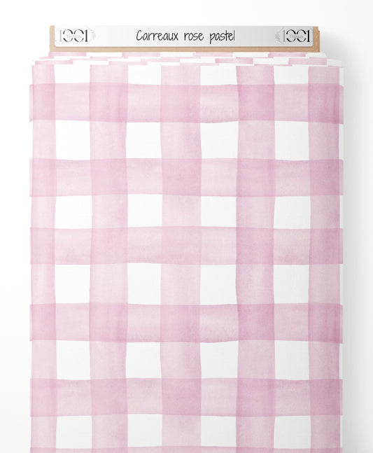 Tissu - Carreaux rose pastel