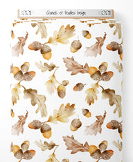 Tissu - Glands et feuilles beige