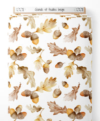 Tissu - Glands et feuilles beige