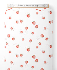 Tissu - Fraises et touches de rouge