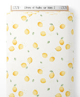 Tissu - Citrons et feuilles sur blanc 2