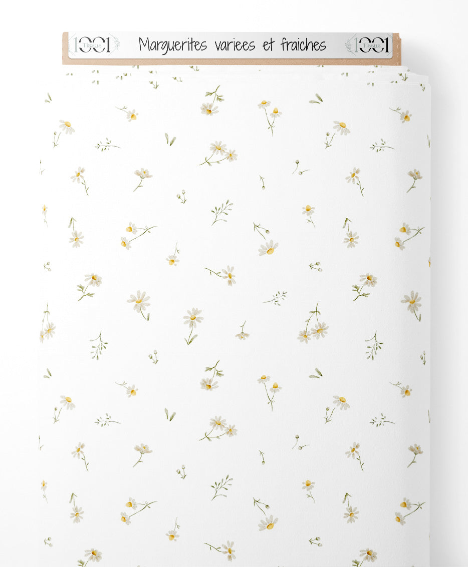 Tissu - Marguerites variées et fraîches