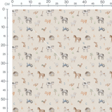 Tissu - Animaux de ferme sur beige