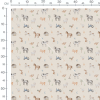 Tissu - Animaux de ferme sur beige