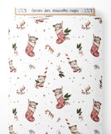 Tissu - Oursons dans chaussettes rouges