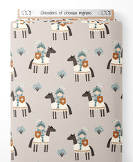 Tissu - Chevaliers et chevaux mignons